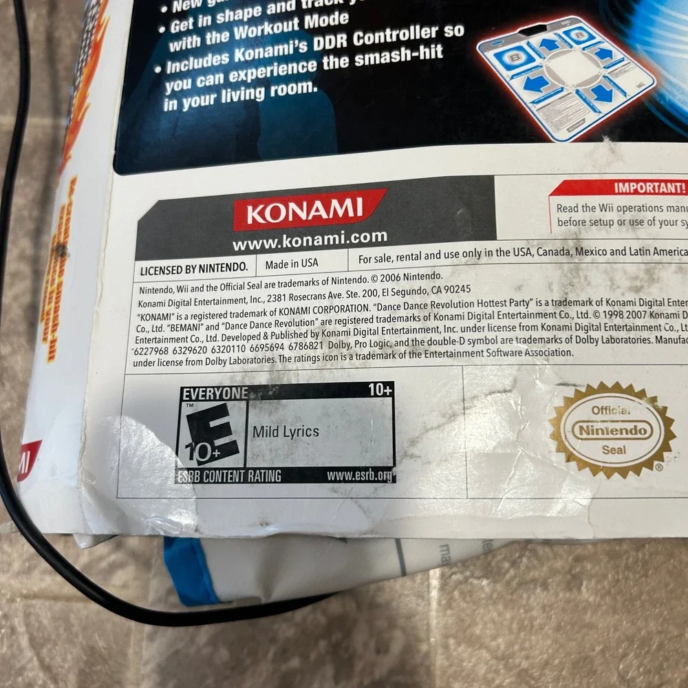 Konami Dance Dance Revolution Hottest Party Nintendo Wii Game Controller Mat